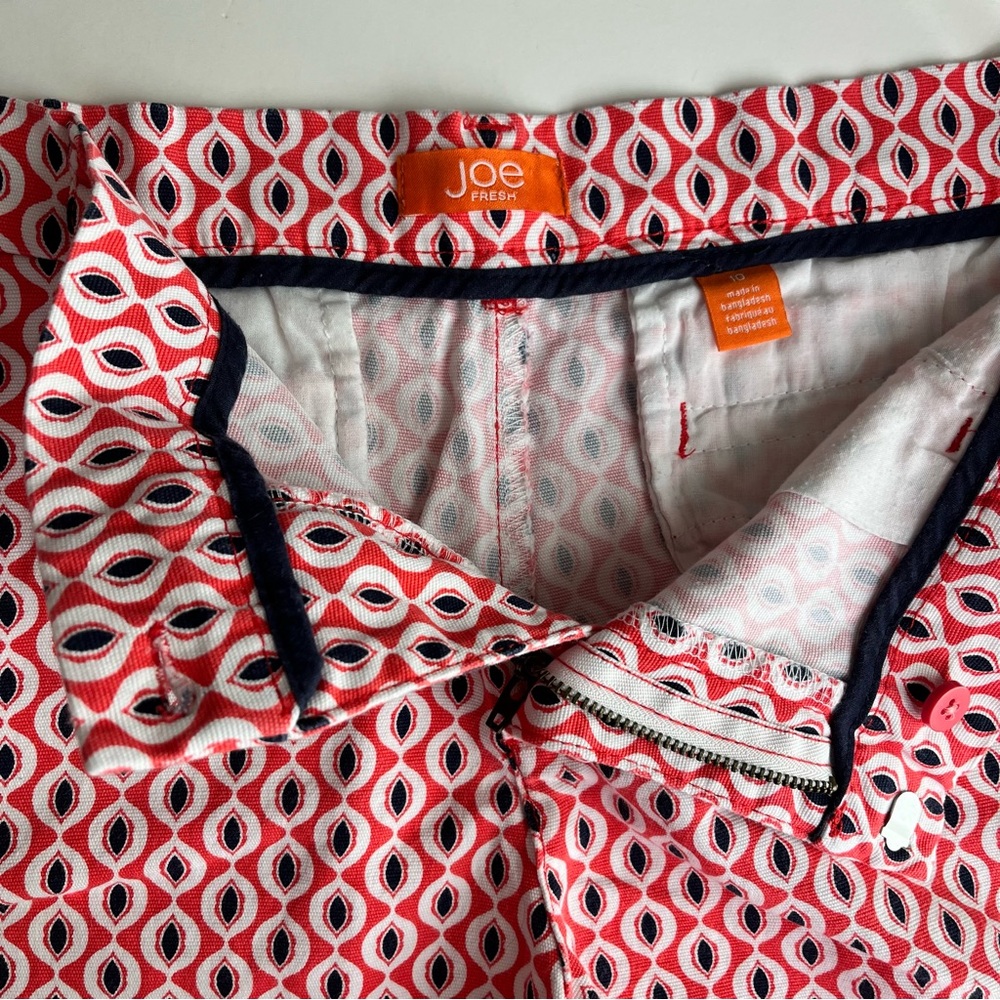 Joe Fresh•Cherry Red Geometric Shorts•sz 10